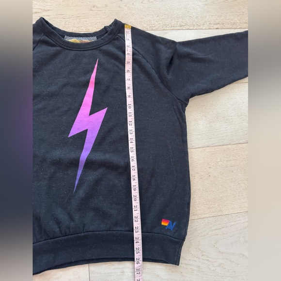 Aviator Nation Bolt Fade ombré Crew Sweatshirt sz Medium black pink purple - Picture 9 of 11